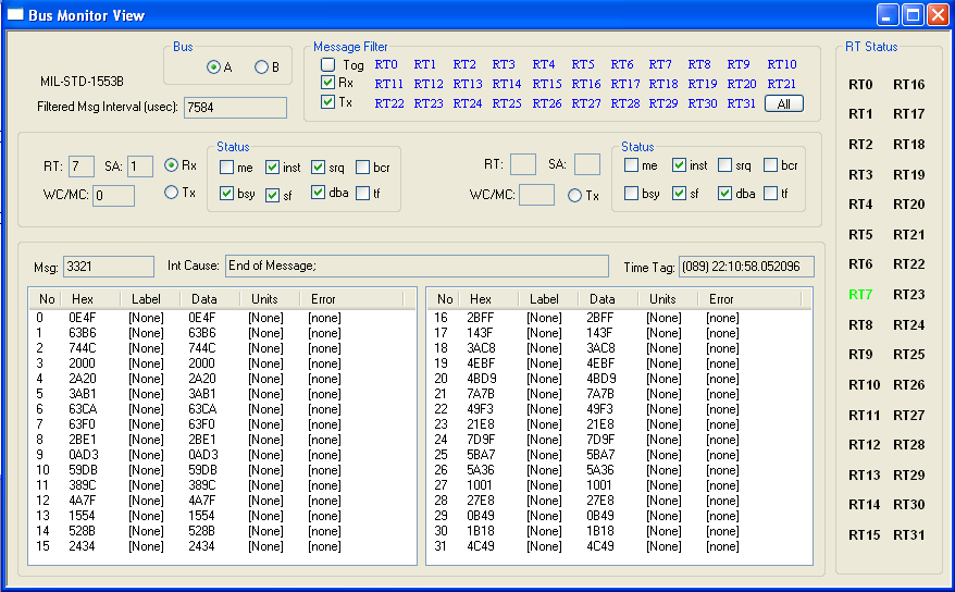 MIL-STD-1553B Bus Analyzer